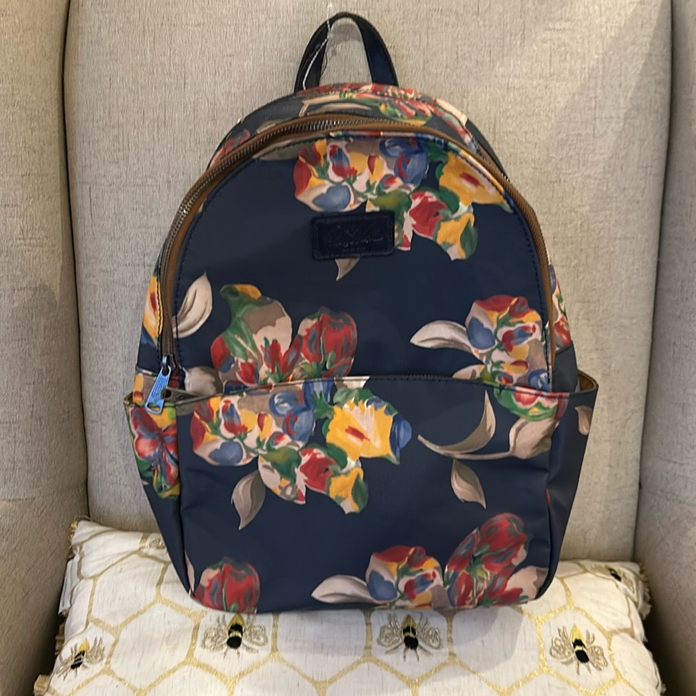 NWT Patricia Nash Le Fleur Blue Canvas Backpack